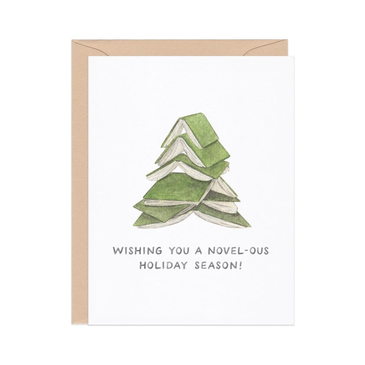 Novel-Ous Christmas Tree — Book Pun Holiday Card