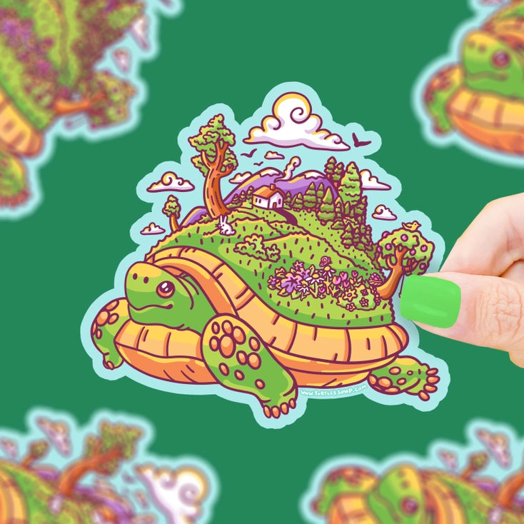 Tortoise Walking Island Sticker