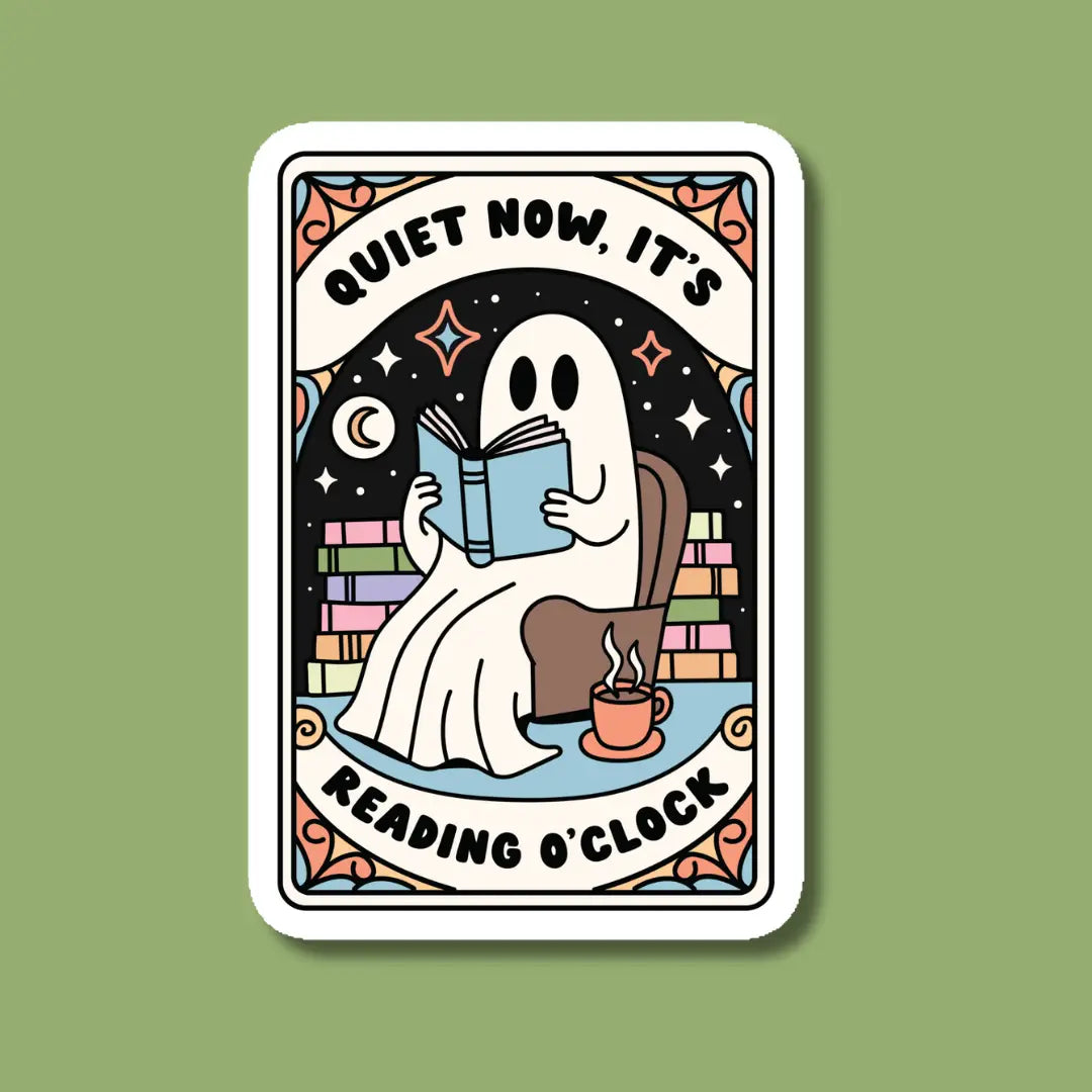 Quiet Now It's Reading O'clock Ghost Sticker