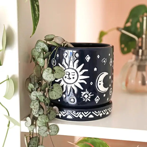 Midnight Blue Sun and Moon Planter