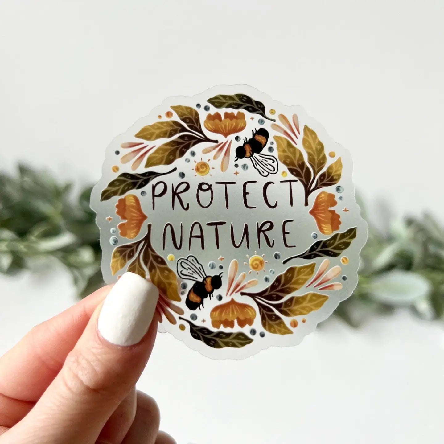 "Protect Nature" Clear Sticker