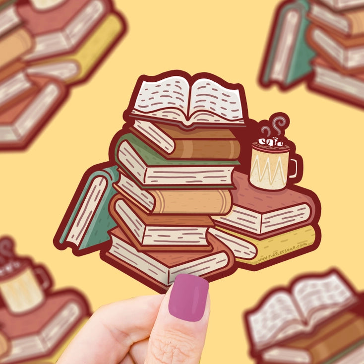 Cozy Book Stack Sticker