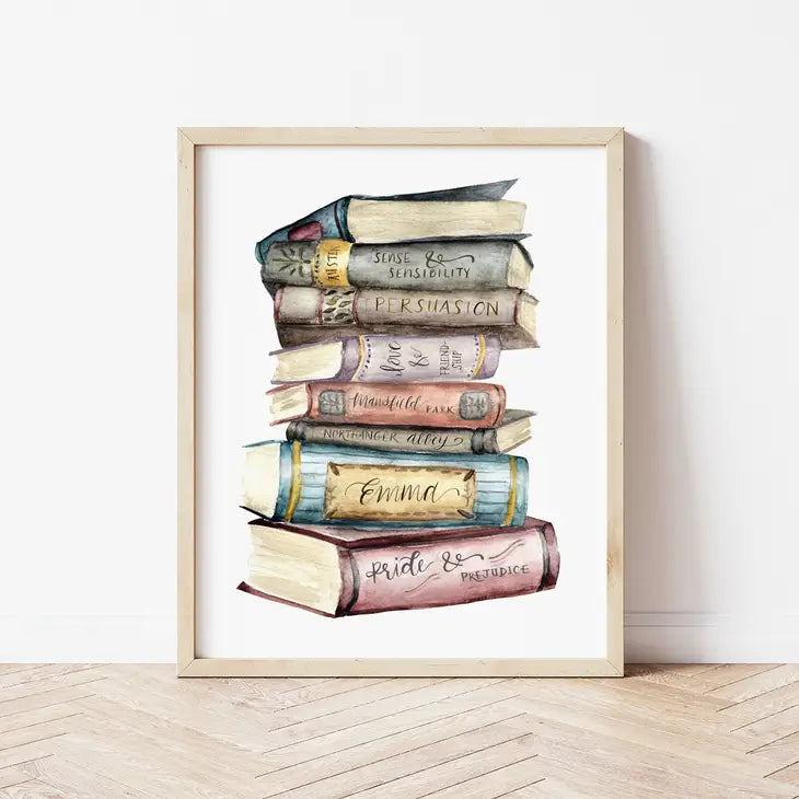 Jane Austen Book Stack Print