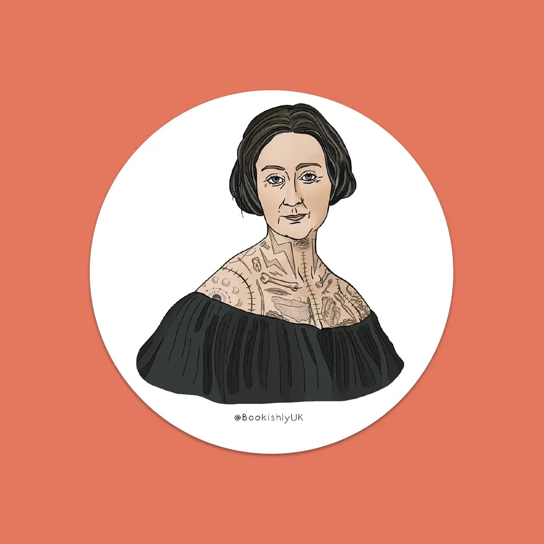 Mary Shelley with Tattoos Vinyl Sticker