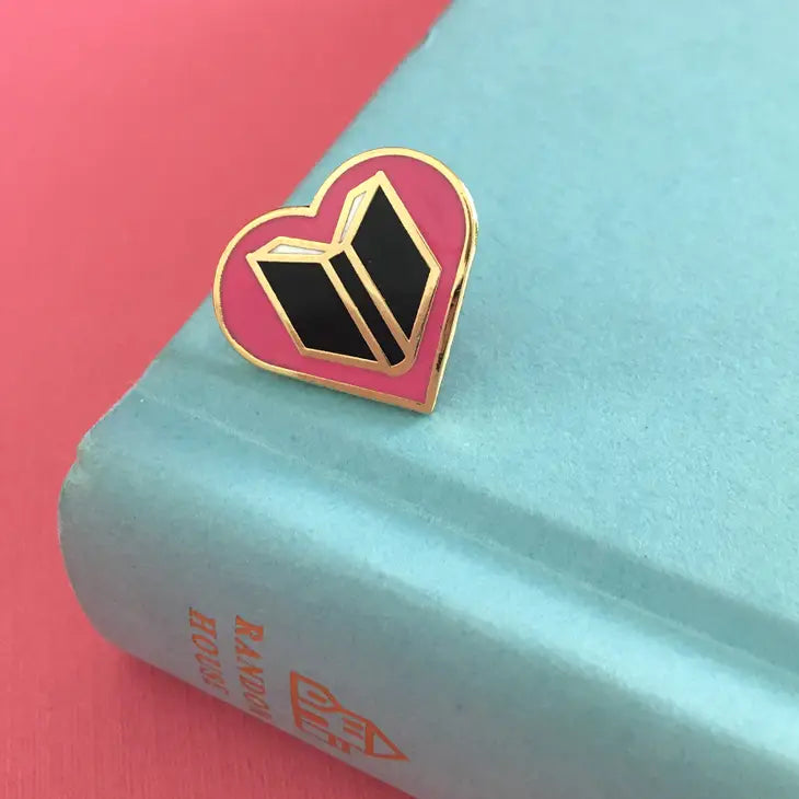 Pink Book Heart Pin