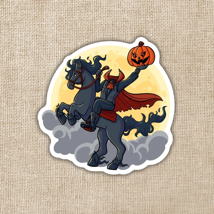 Headless Horseman Pumpkin Head Sticker