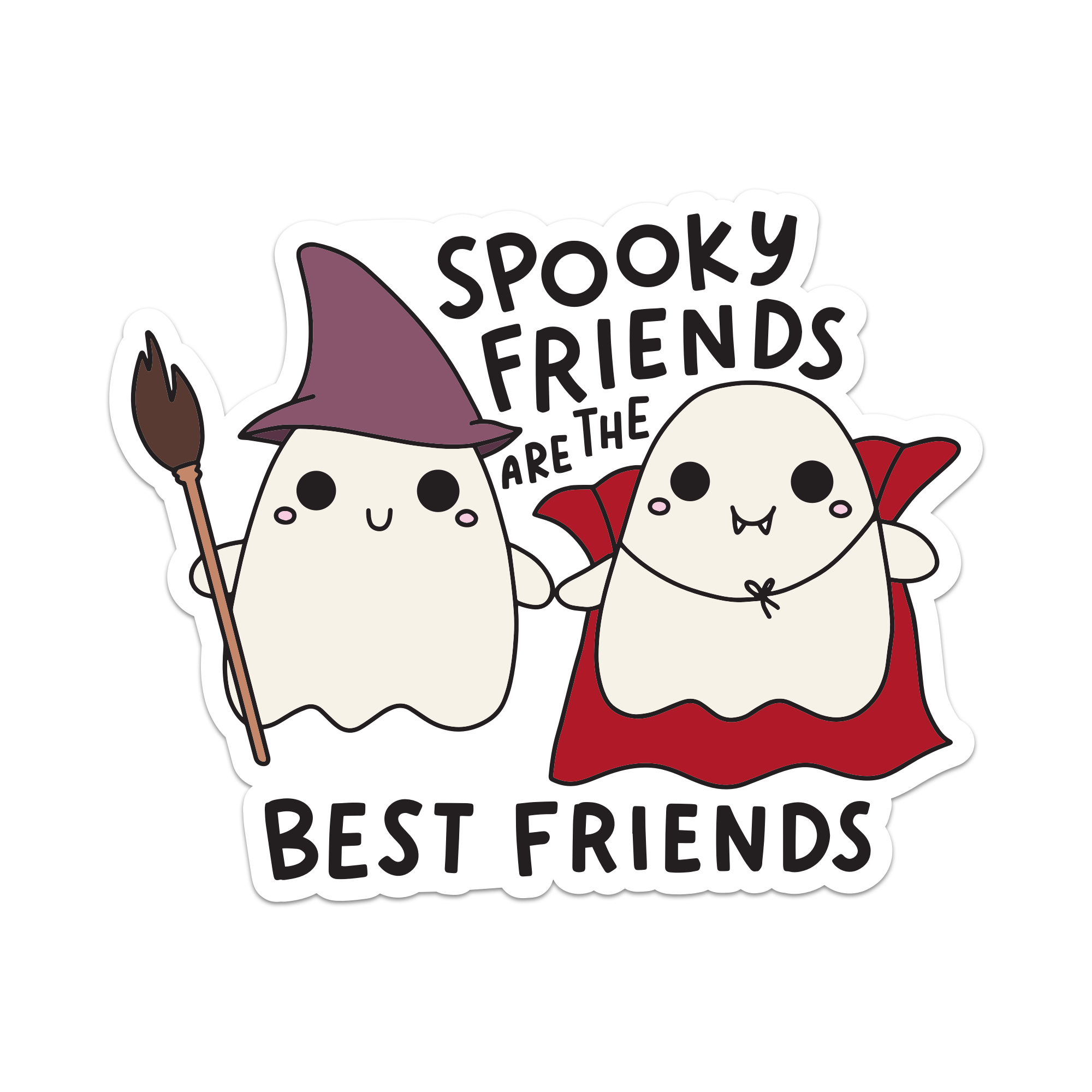 Spooky Friends Are The Best Friends Ghost Vampire Sticker: Vinyl Sticker