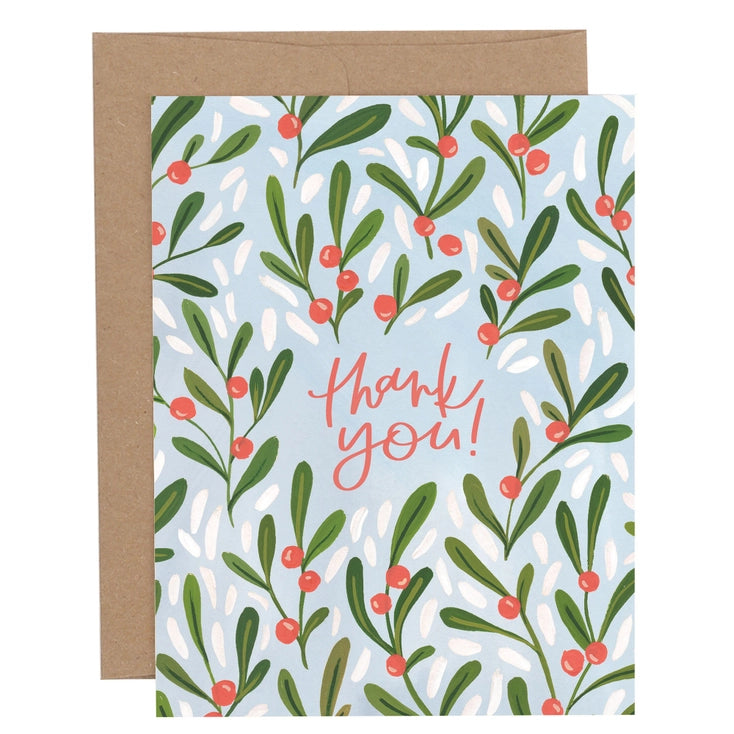 Mistletoe Thank You Holiday Greeting Card