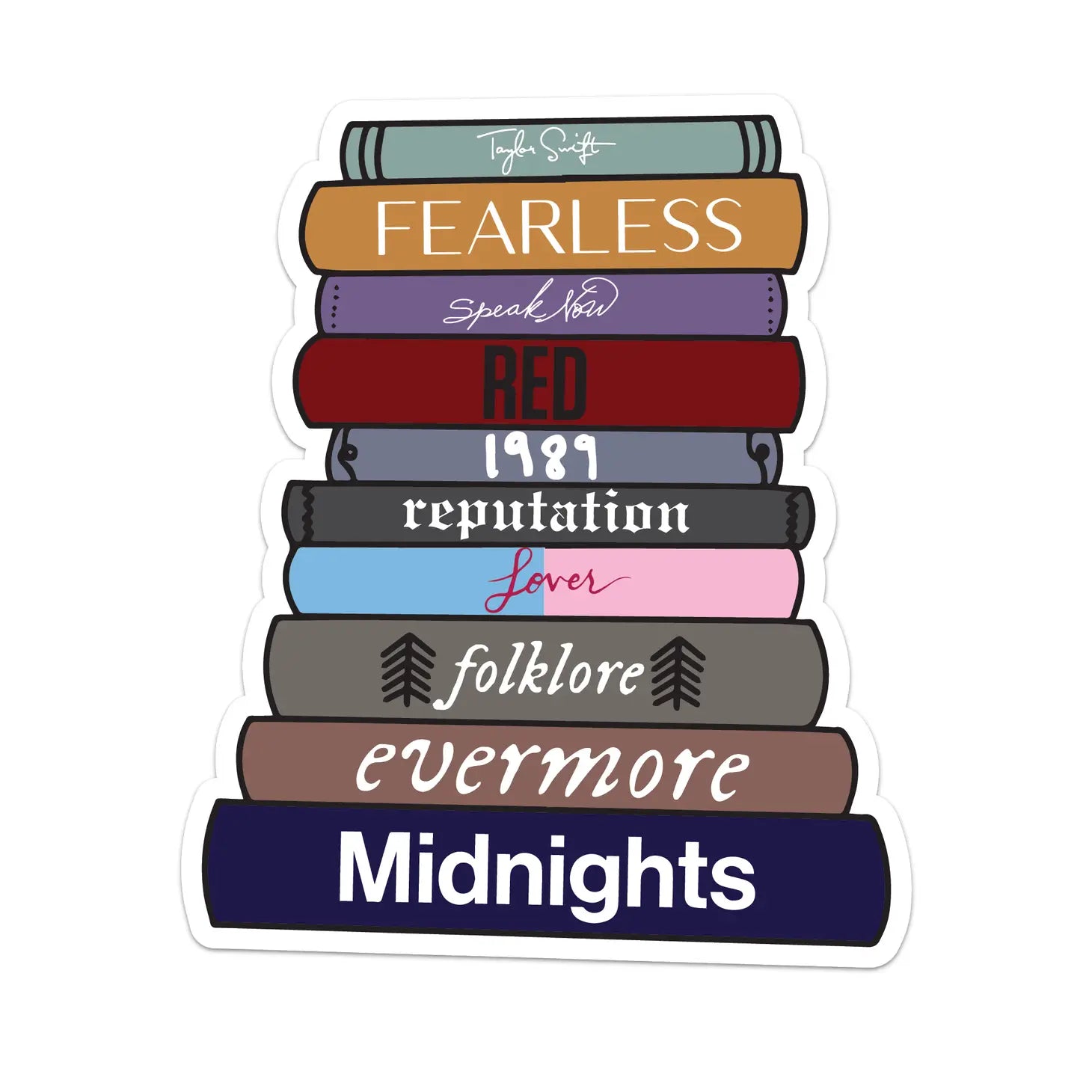 Taylor Swift Albums As Stacked Books Sticker