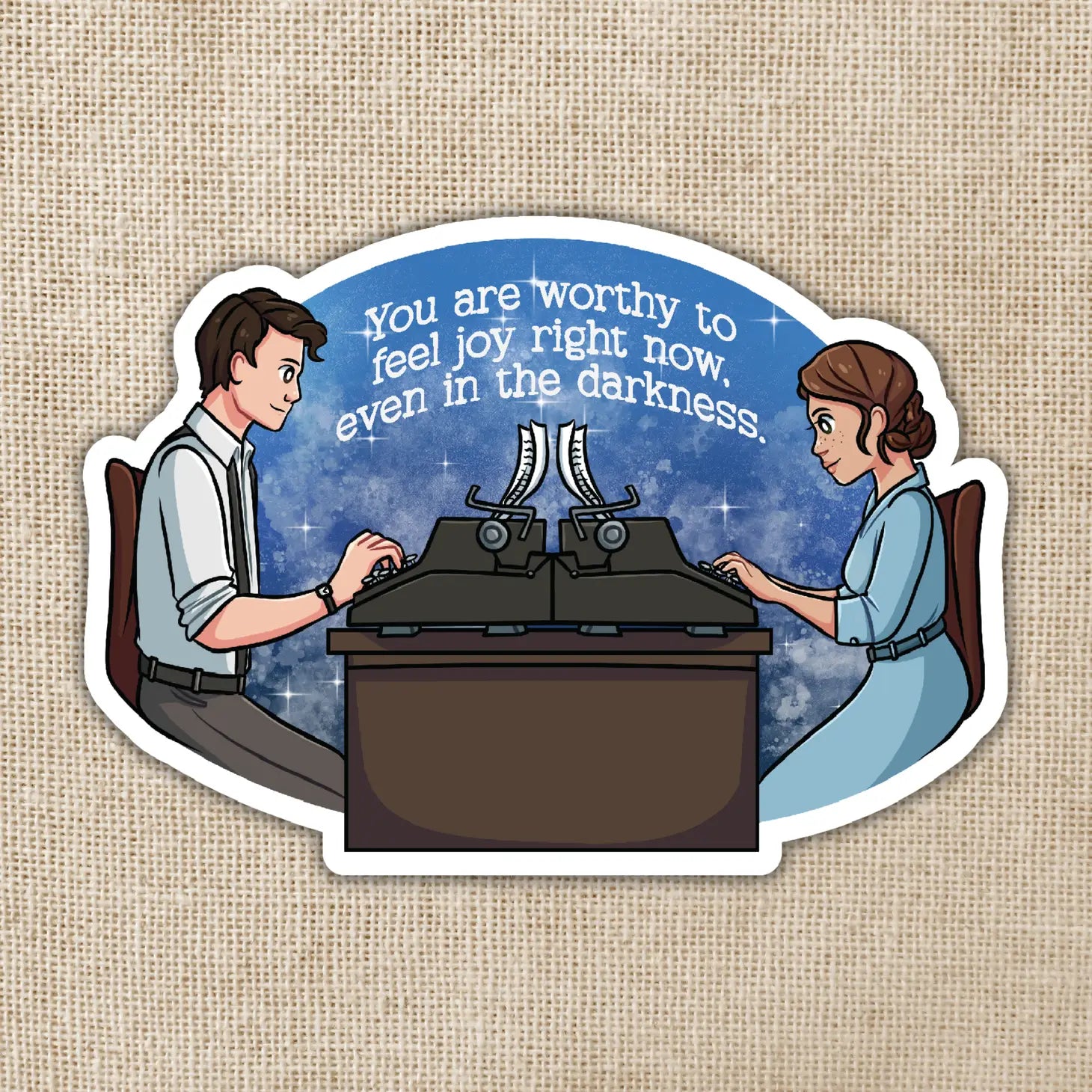 Iris & Roman Writing Together Sticker | Divine Rivals