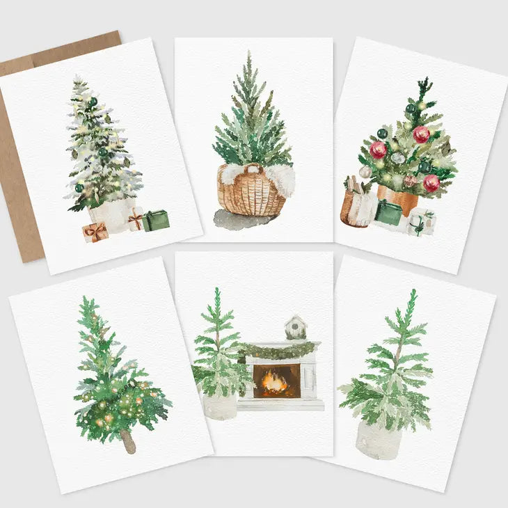 Set of 6 Christmas Tree Cards