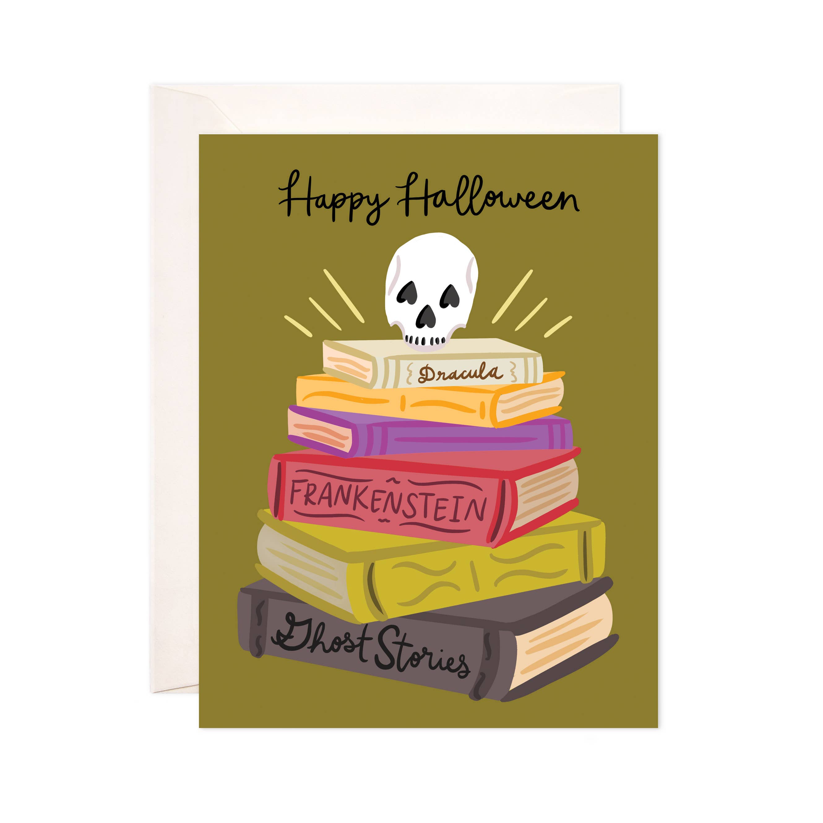 Halloween Books Greeting Card - Cute Halloween Card