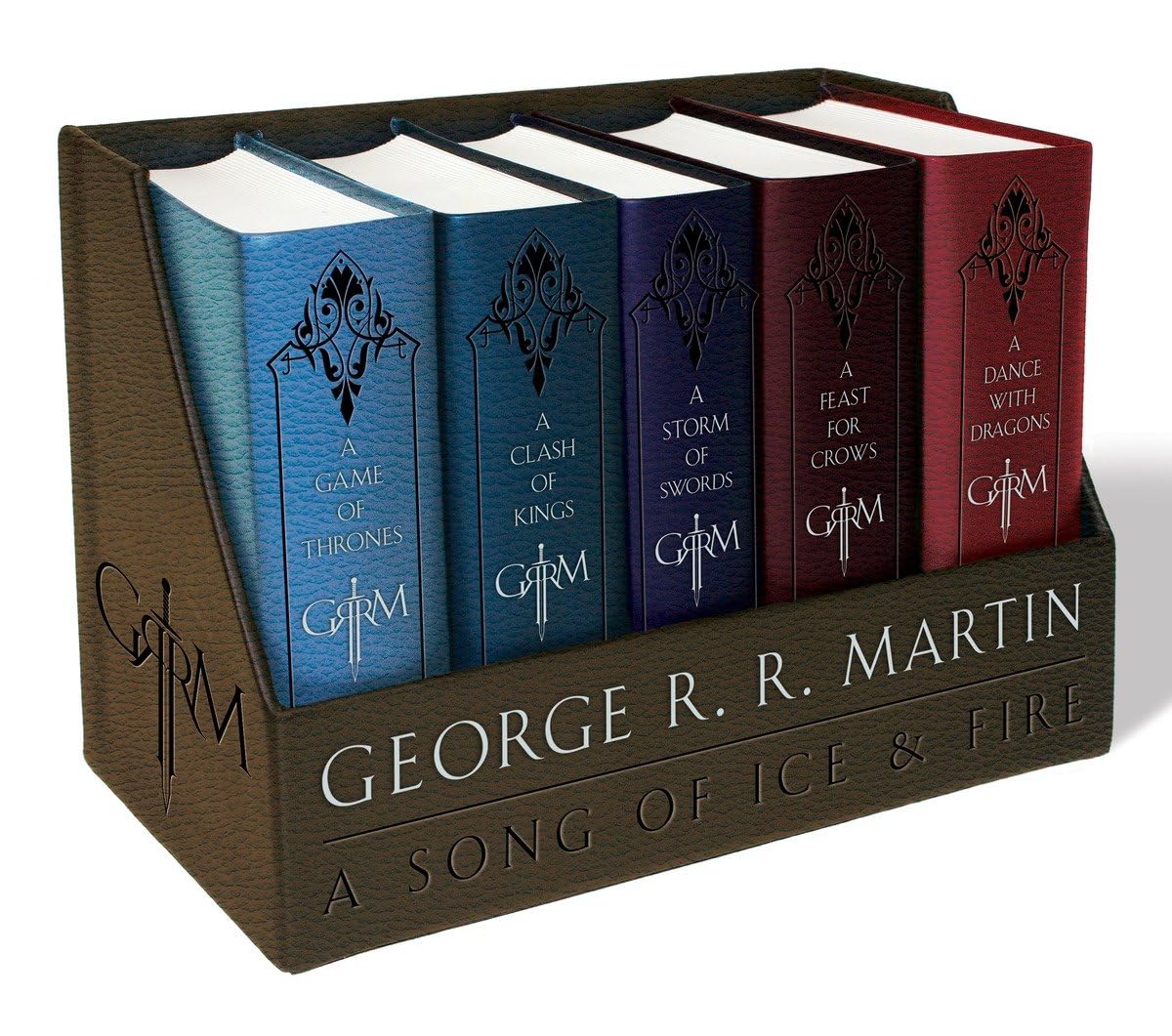 A Game of Thrones Leather-Cloth Boxed Set: A Game of Thrones, a Clash of Kings, a Storm of Swords, a Feast for Crows, and a Dance with Dragons (Song of Ice and Fire) - by George R. R. Martin