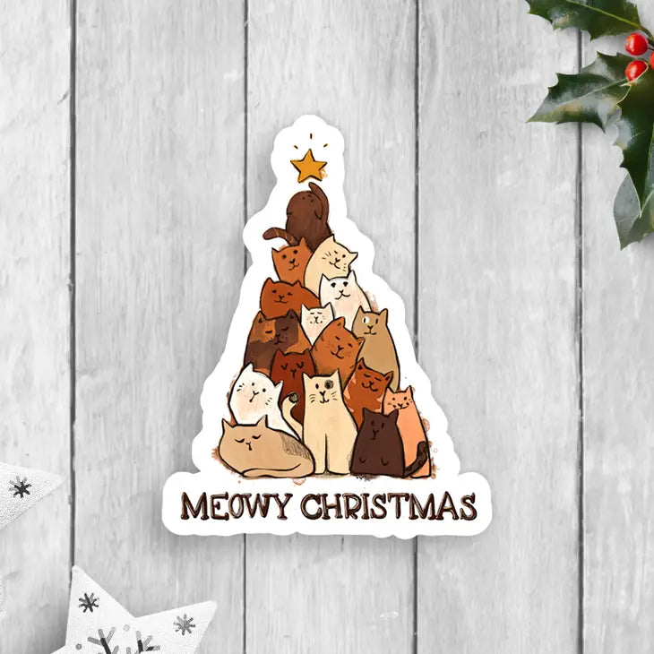 Meowy Christmas Cat Tree Sticker