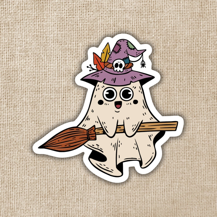 Cute Ghost in Witch Costume Sticker