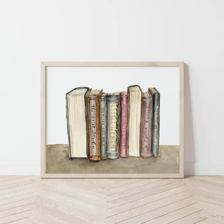 Classic Lit Bookshelf Print