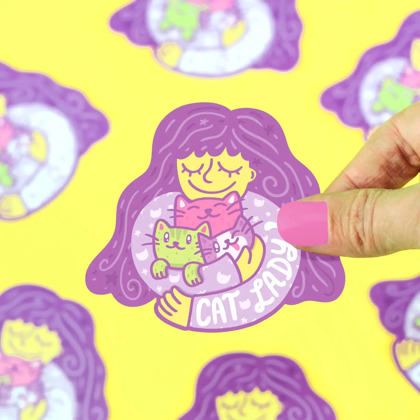 Cat Lady Funny Vinyl Sticker