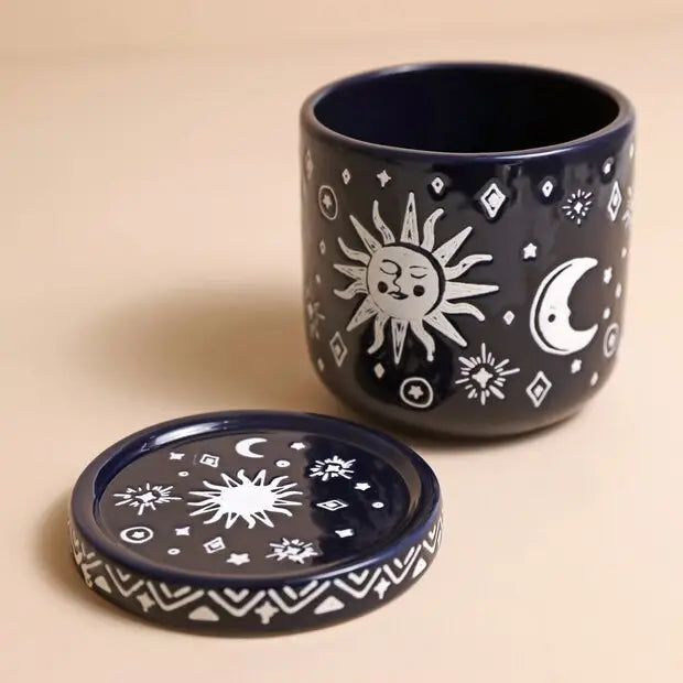 Midnight Blue Sun and Moon Planter