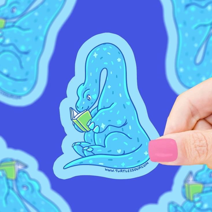 Reading Brontosaurus Vinyl Sticker