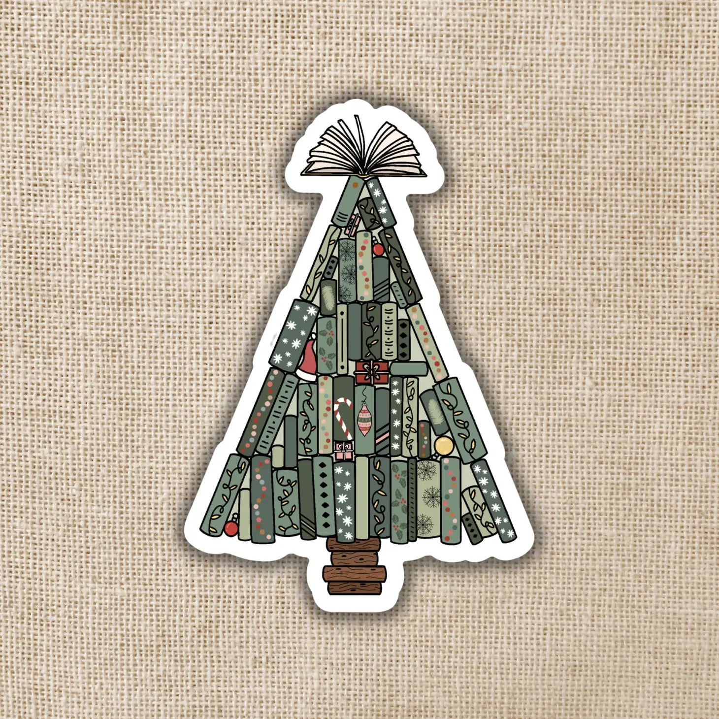 Book Christmas Tree Sticker