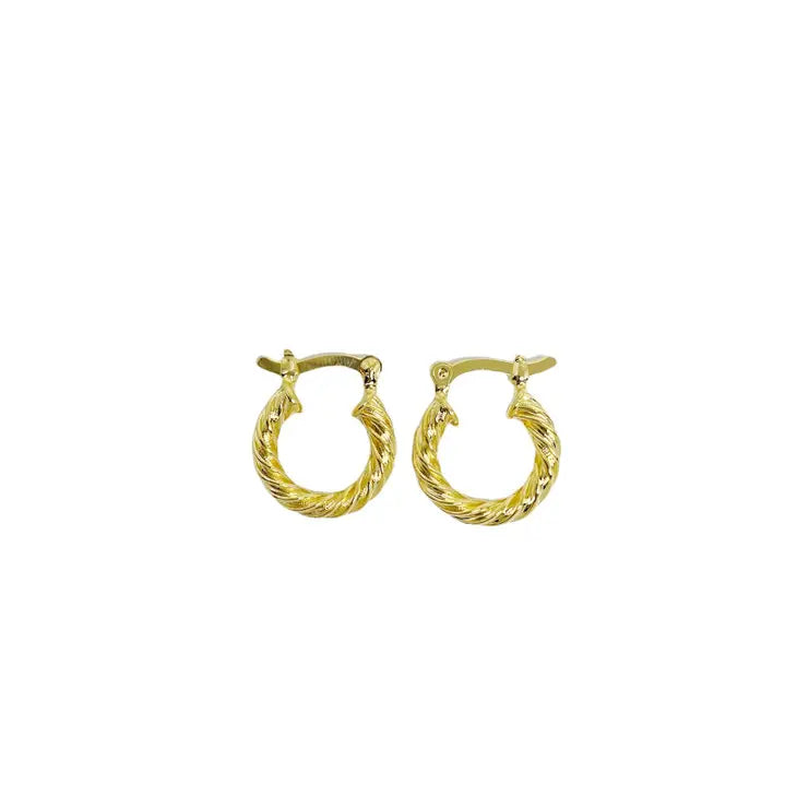 18k Gold Filled Twisted Hoop Earrings