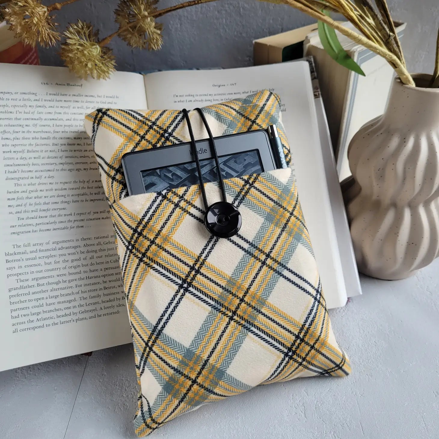 Mustard Plaid Book Sleeve Paperback