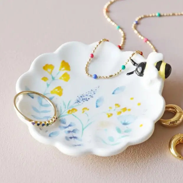 Floral Blue Ceramic Trinket Dishes