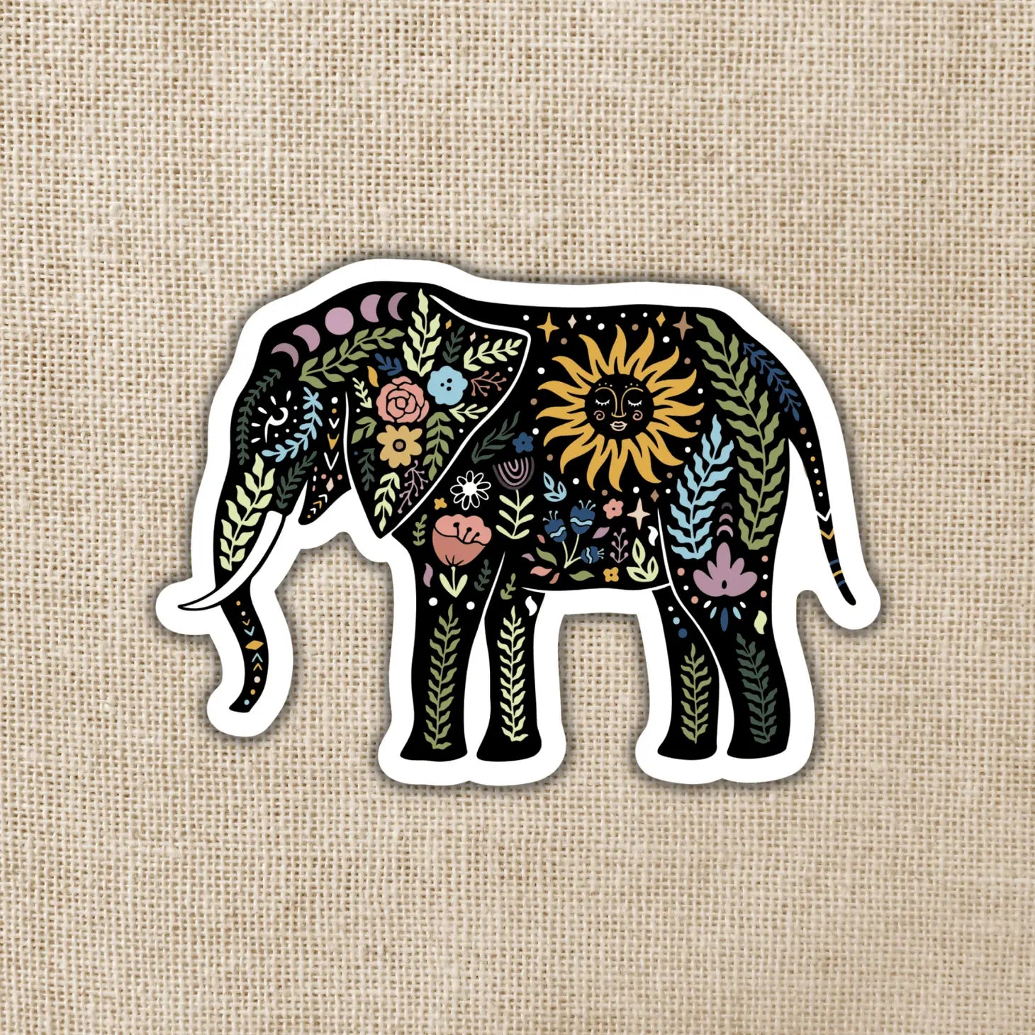 Magical Boho Elephant Sticker, 3-inch