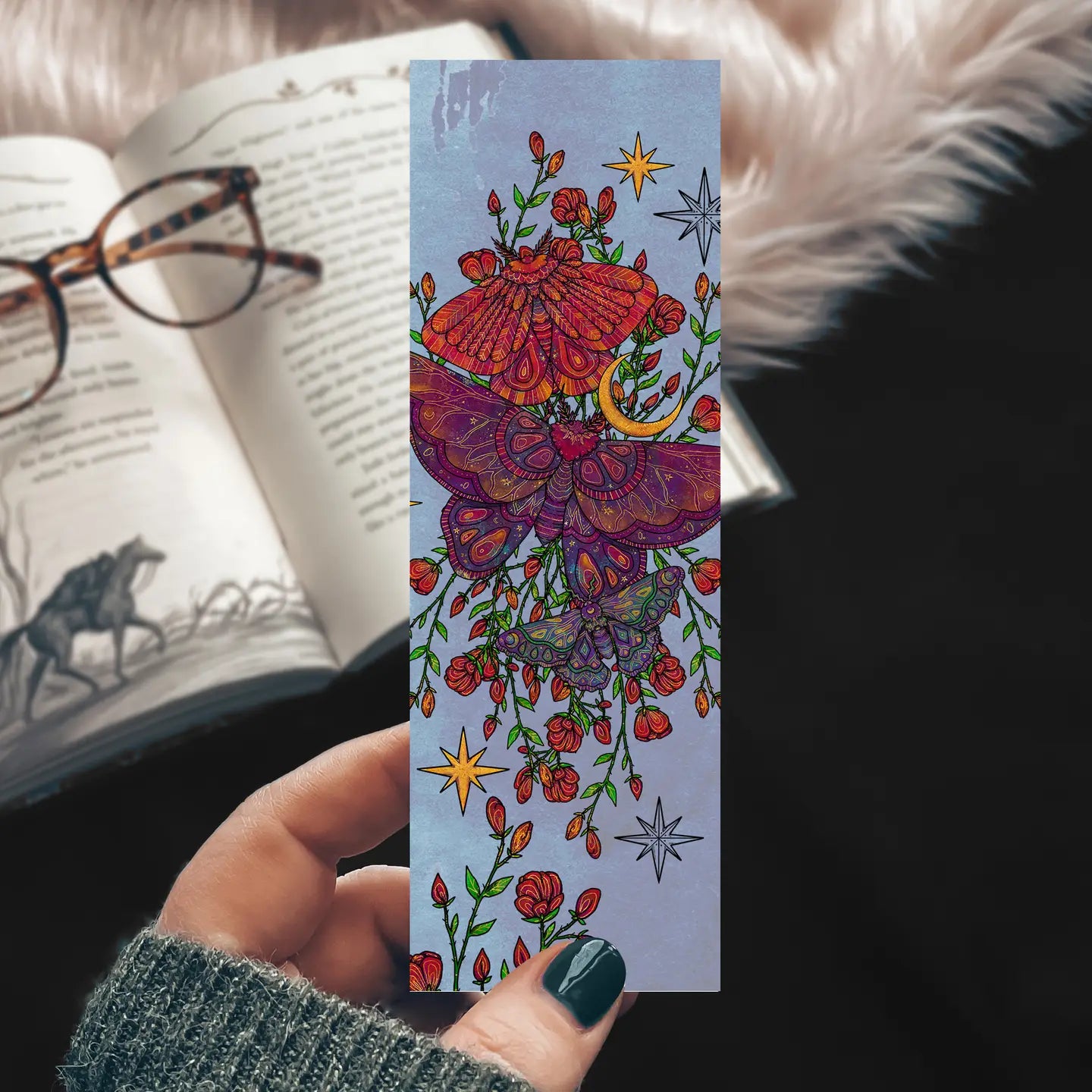 Blue Celestial Moths Bookmark