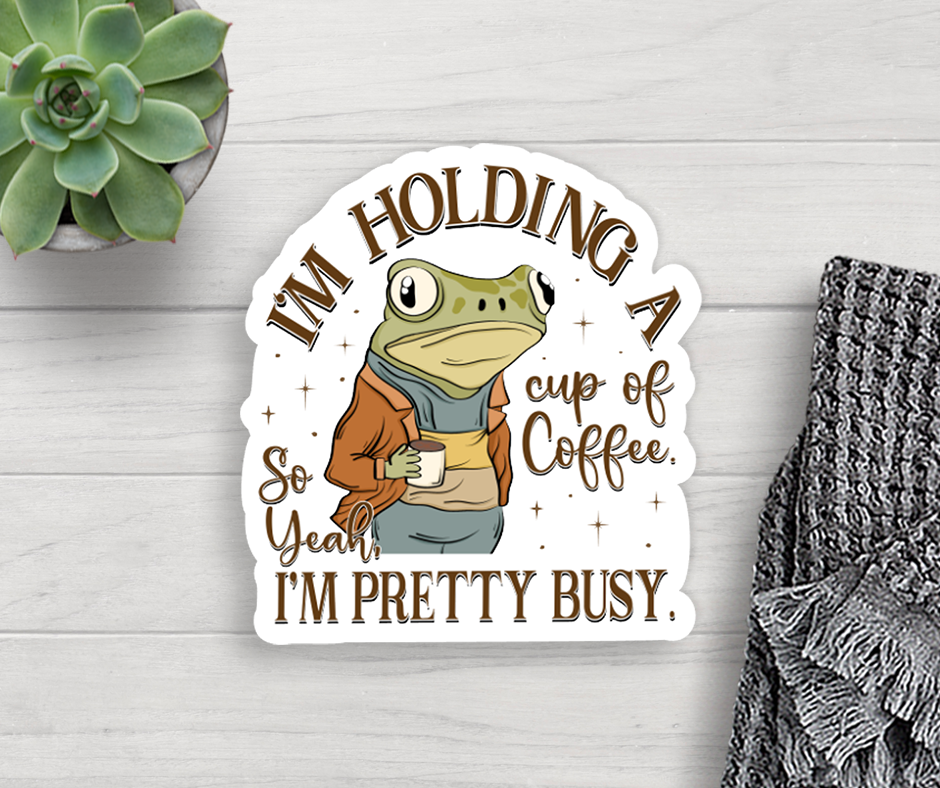 Frog Coffee Vinyl Sticker