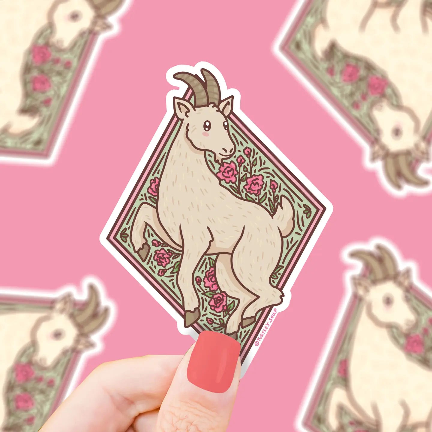 Cute Floral Goat Vinyl Sticker