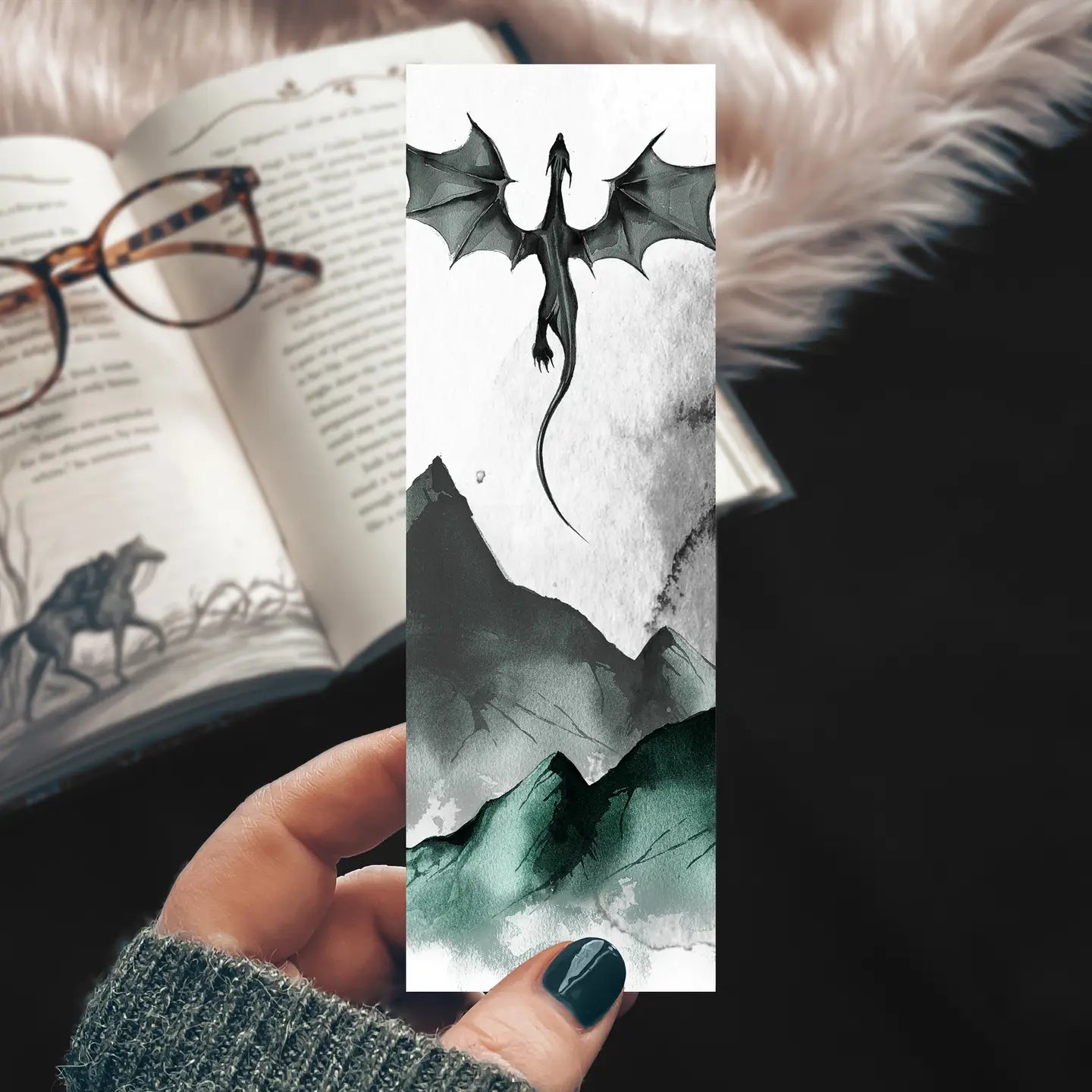 Black Dragon Flying Bookmark