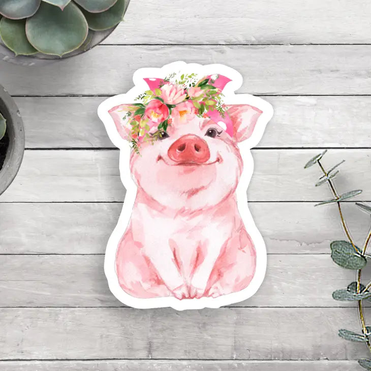 Floral Pig Sticker