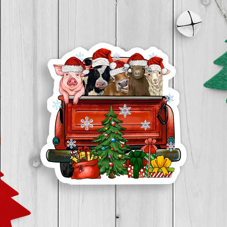 Farm Animals Christmas Sticker