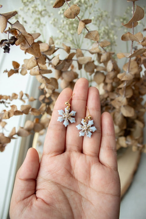 Crystal Snowflake Mini Dangle Earrings