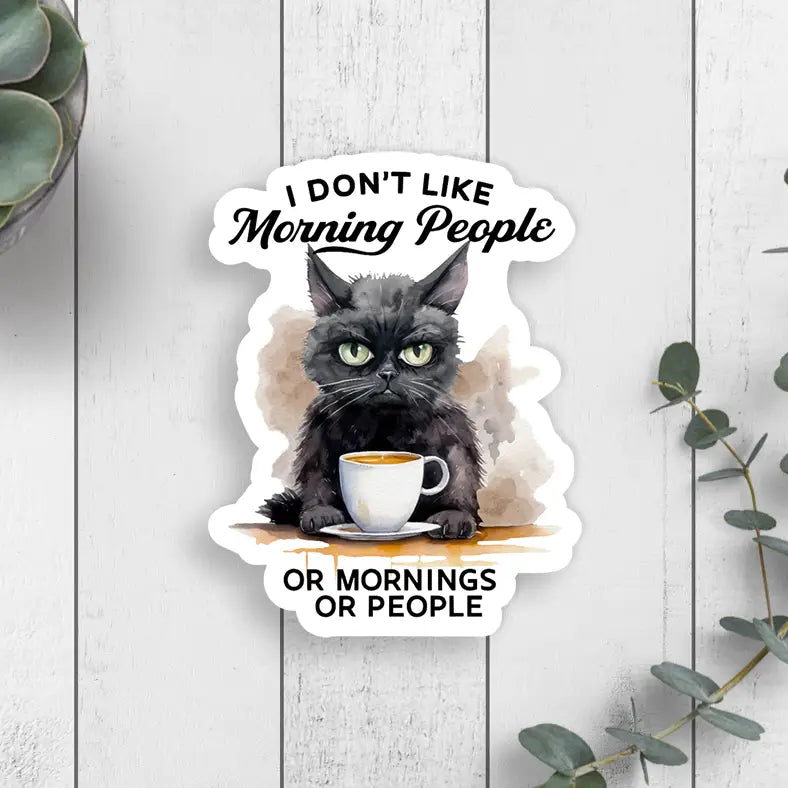 Morning People Cat Vinyl Sticker