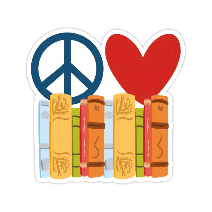 Peace Love Books Sticker